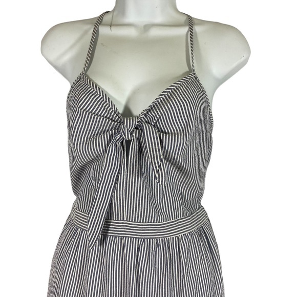 Love Notes Dress‎ MIDI Blue White Striped Tie Knot Sleeveless Size Small - Picture 4 of 8